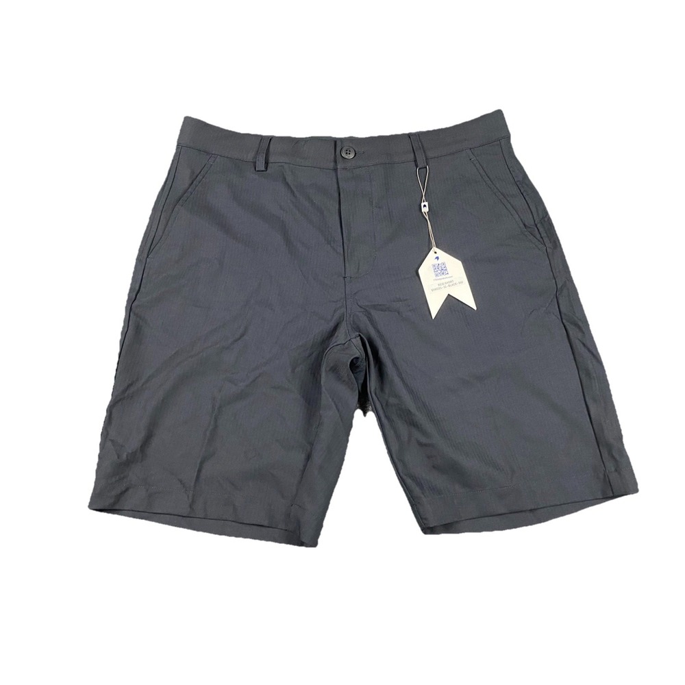 1764 Reid Stretch Black Golf Shorts Size 32 Grid Lightweight 9" Inseam Chino